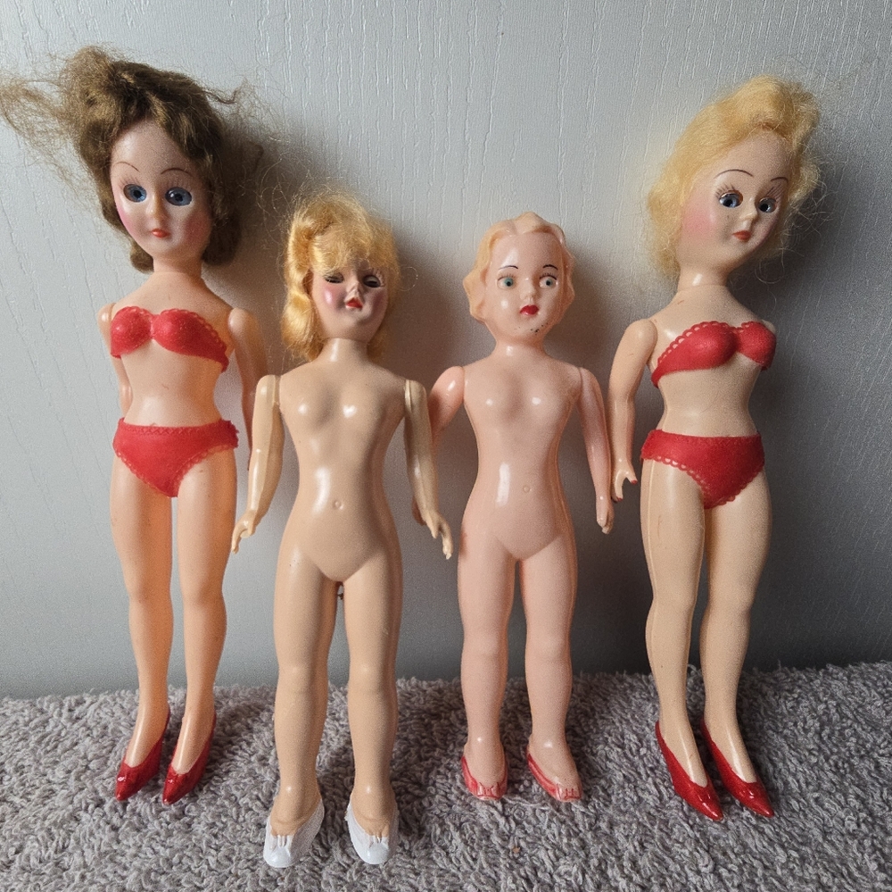 Vintage 2 Sleepy Eye Dolls And 2 Hard Plastic Dolls - Picture 8 of 12